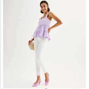 SO Cornflower Blue Ruffled Sleeveless Tank Top